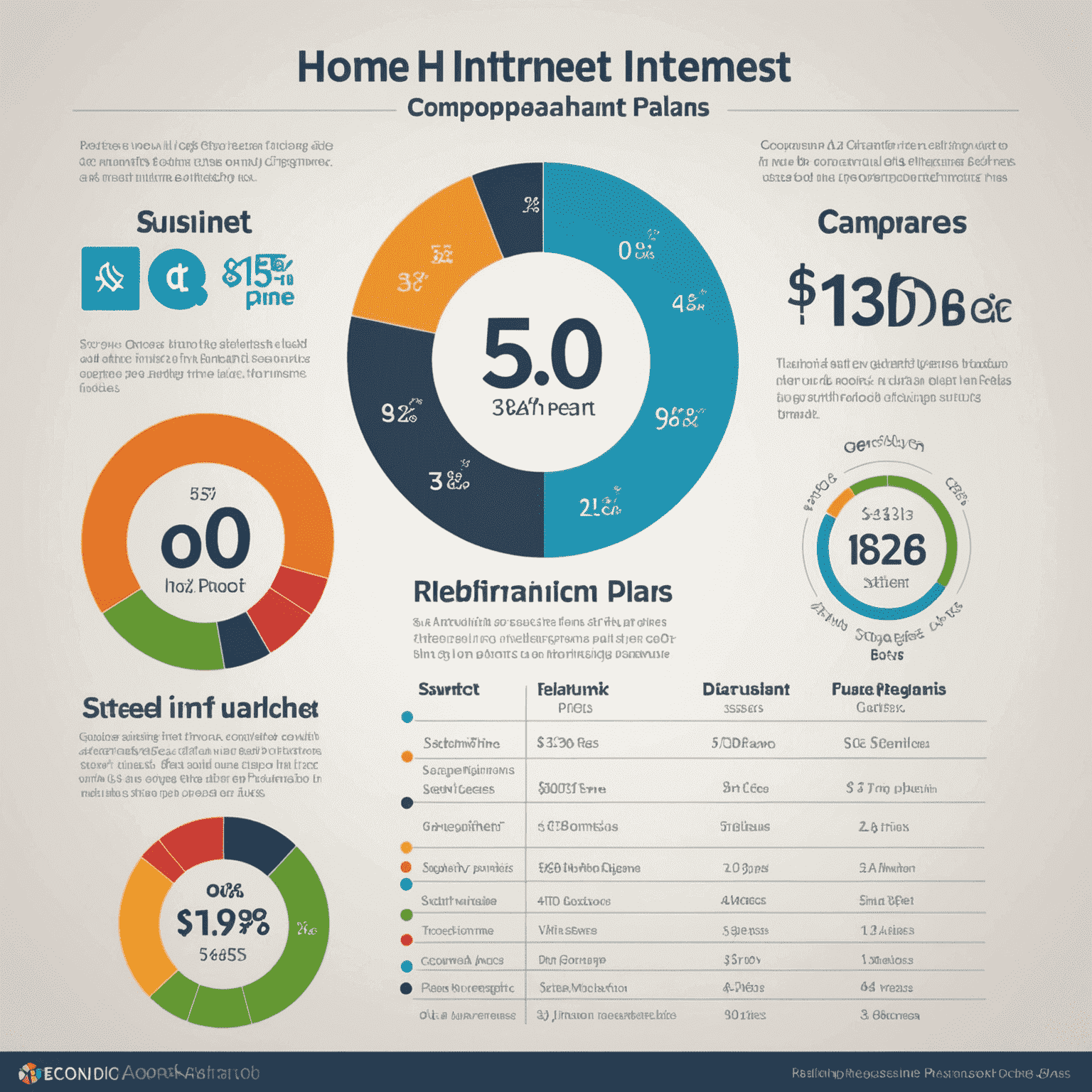 Infographic showing different home internet plans with speed and price comparisons